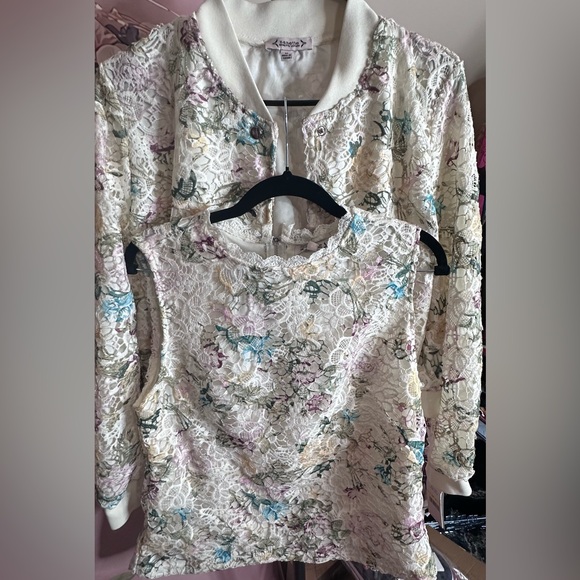 NANETTE LEPORE LACE JACKET & SLEEVELESS LACE TANK SET, Size Medium NWT - Picture 1 of 13